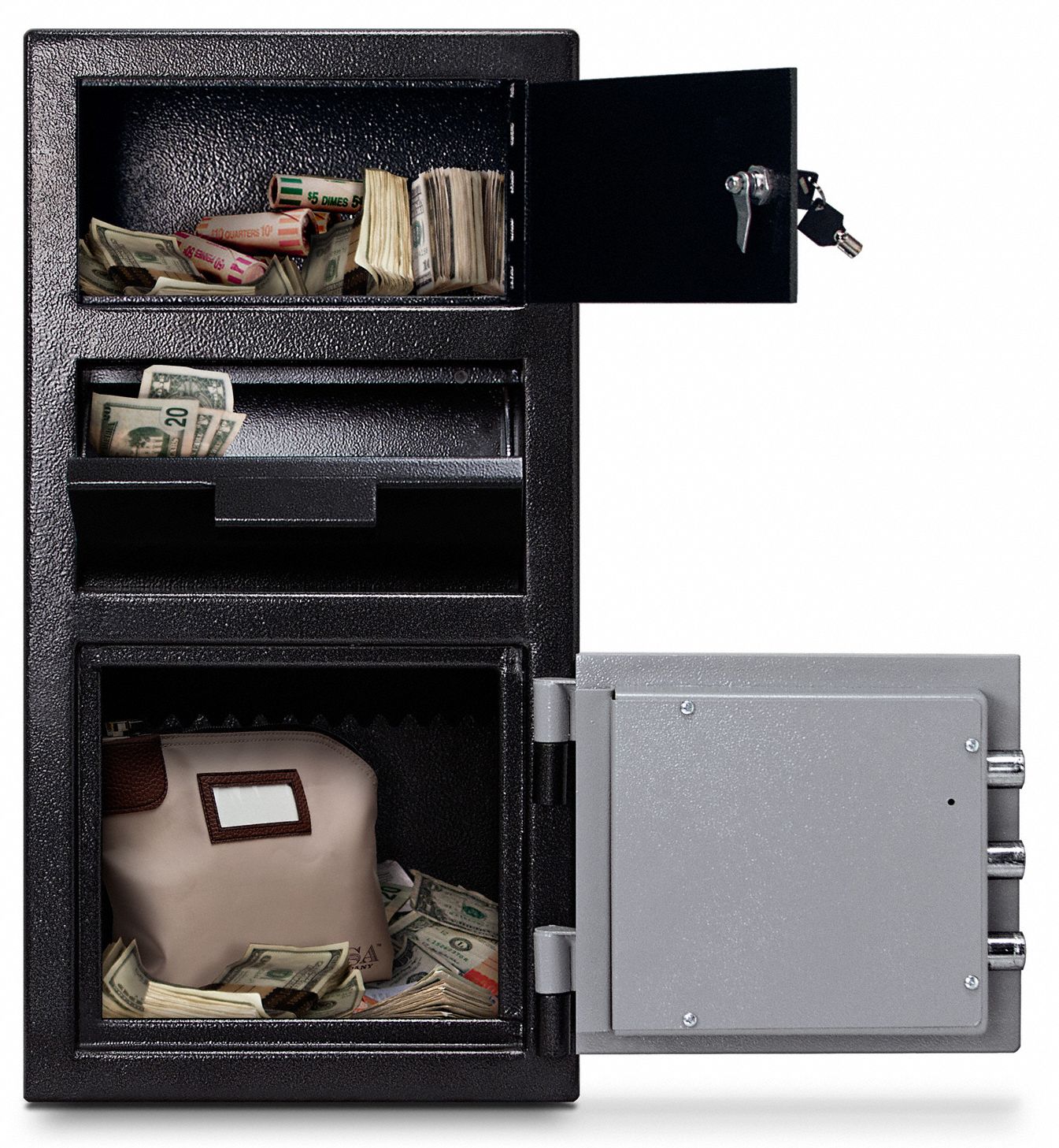MESA SAFE COMPANY Cash Depository Safe, 1.5 cu ft, 104 lb, Two Tone Black Gray 16X158