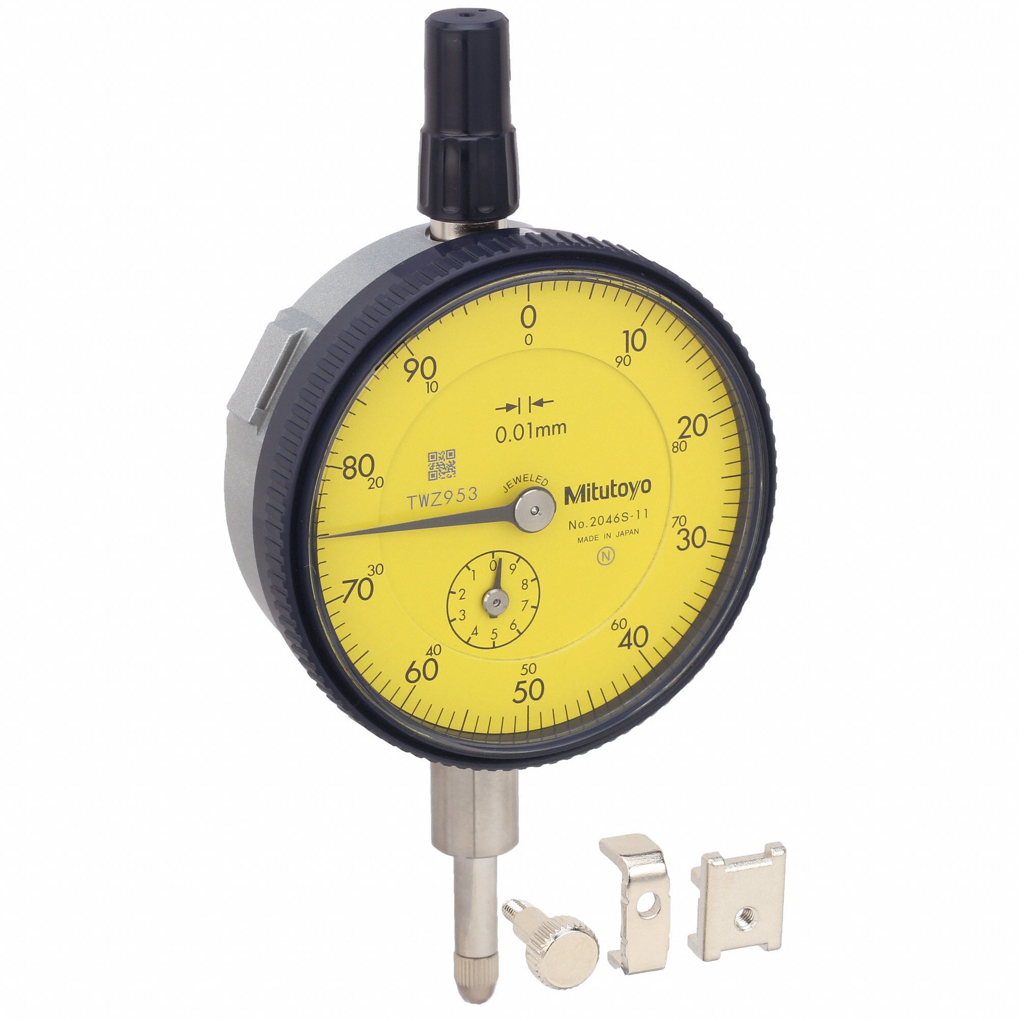 MITUTOYO Dial Indicator Lug Back 0 to 10 mm Range, Continuous Reading, 0100 Dial Reading