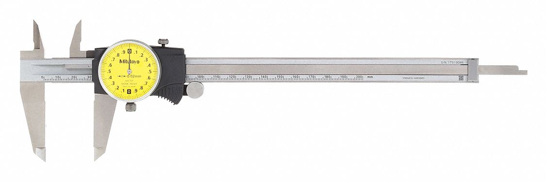 DIAL CALIPER, 0 TO 20MM RANGE, +/-0.03MM ACCURACY, 0.02MM DIAL GRADUATION, 4-WAY