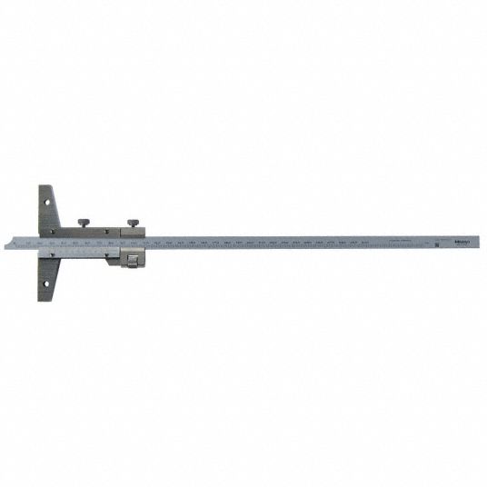 MITUTOYO Vernier Depth Gauge, Depth Gauge Type Hardened Stainless Steel