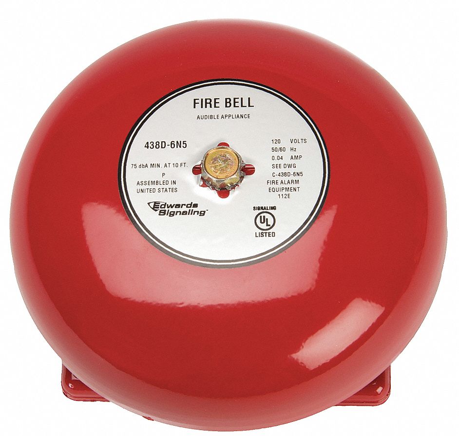sphere Drink water Get used to EDWARDS SIGNALING Fire Bell: Vibrating, Red, Surface, 2 453/500 in Dp  (In.), 6 in Lg (In.), 34mA - 16X282|438D-6N5-R - Grainger
