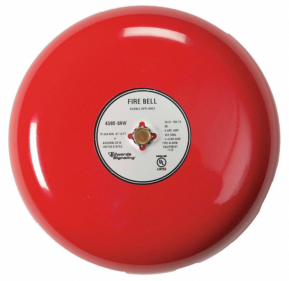 EDWARDS SIGNALING Fire Bell, Red, 10 In., 20 to 24V 16X286439D10AW