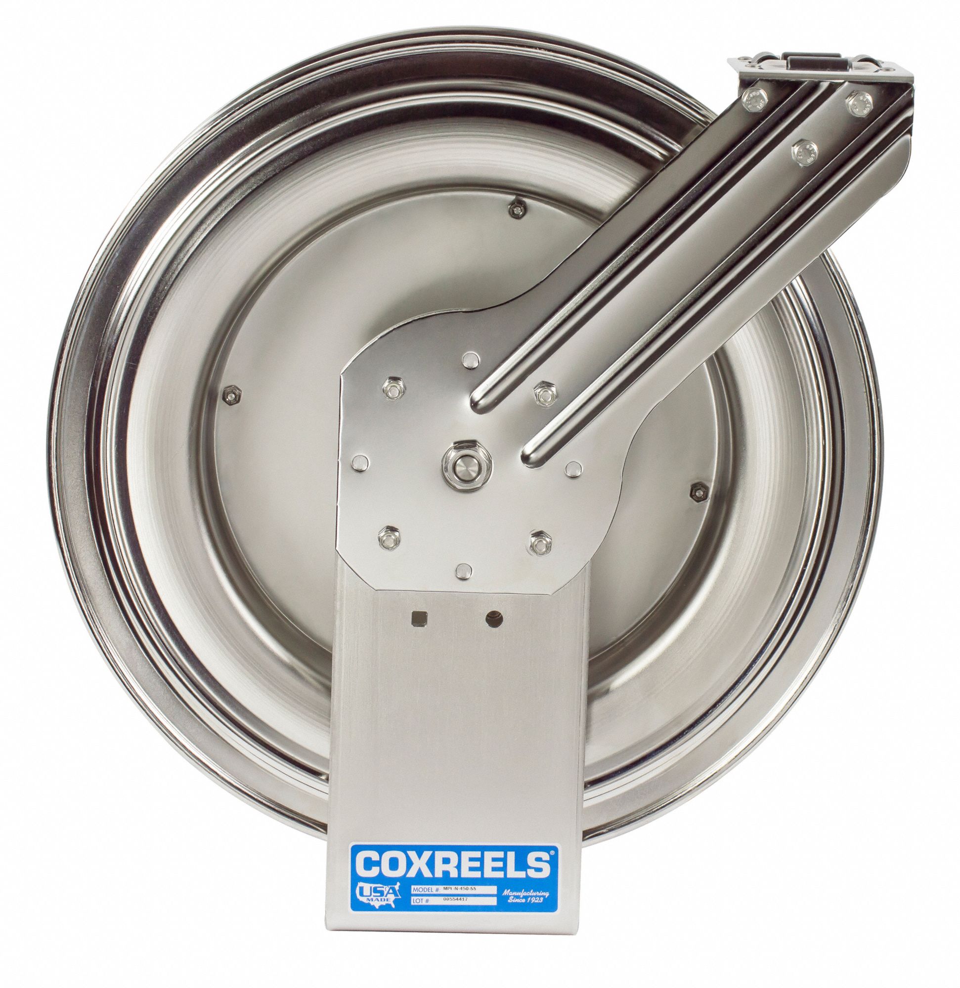 COXREELS Spring Return Hose Reel 50 ft (3/8 in I.D.), 3,000 psi Max Op Pressure, Stainless
