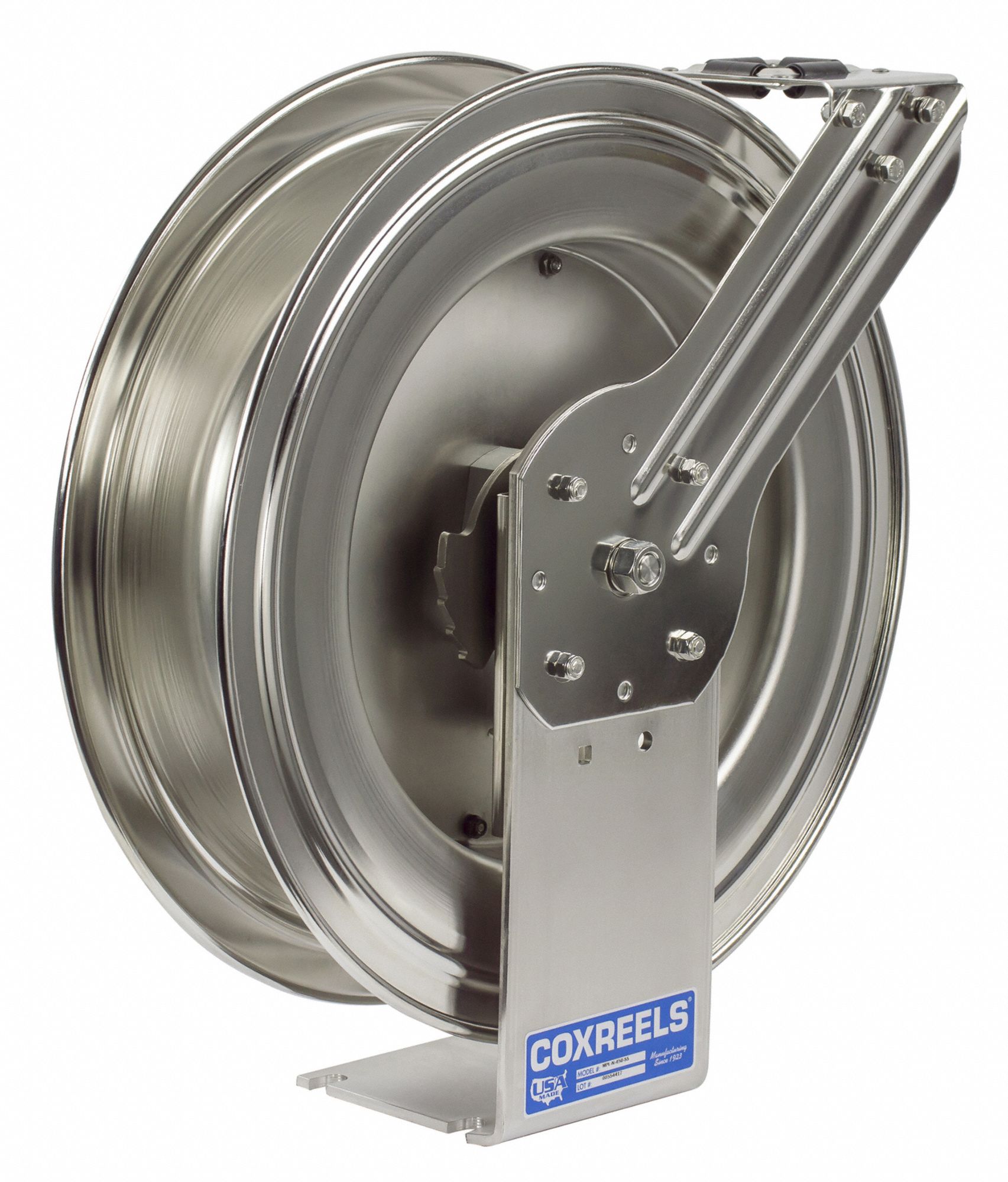 COXREELS Spring Return Hose Reel 50 ft (3/8 in I.D.), 3,000 psi Max Op Pressure, Stainless