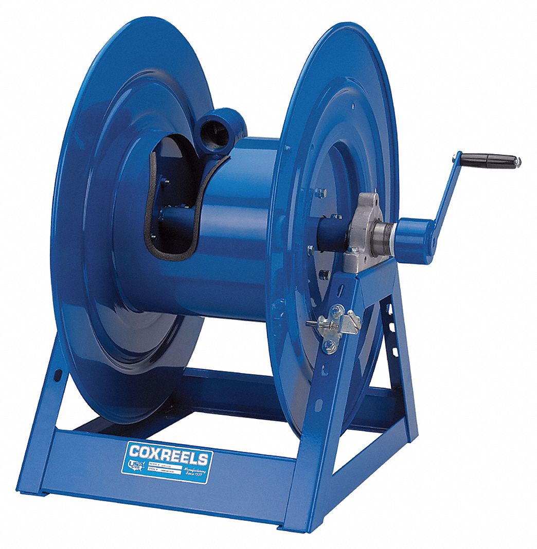 Hand Crank Hose Reel: 1 1/2 I.D., 100' Hose Capacity, Less Hose, 1500 PSI