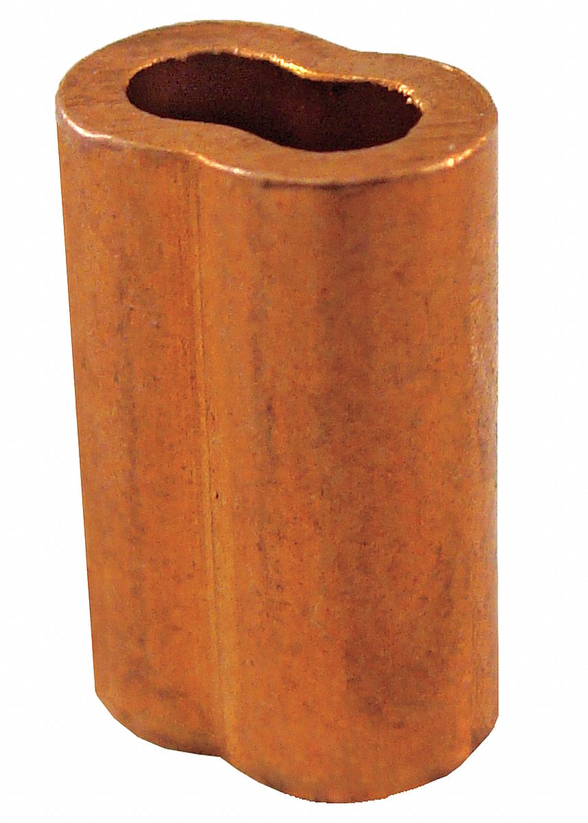 WIRE ROPE OVAL SLEEVE, SWAGE, 3/16 IN COMPATIBLE ROPE DIA, GALVANIZED STEEL, PLAIN