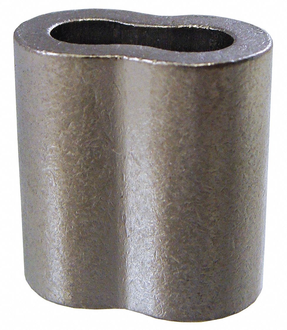 WIRE ROPE OVAL SLEEVE, SWAGE,⅛ IN COMPATIBLE ROPE DIAMETER, STAINLESS STEEL, COPPER