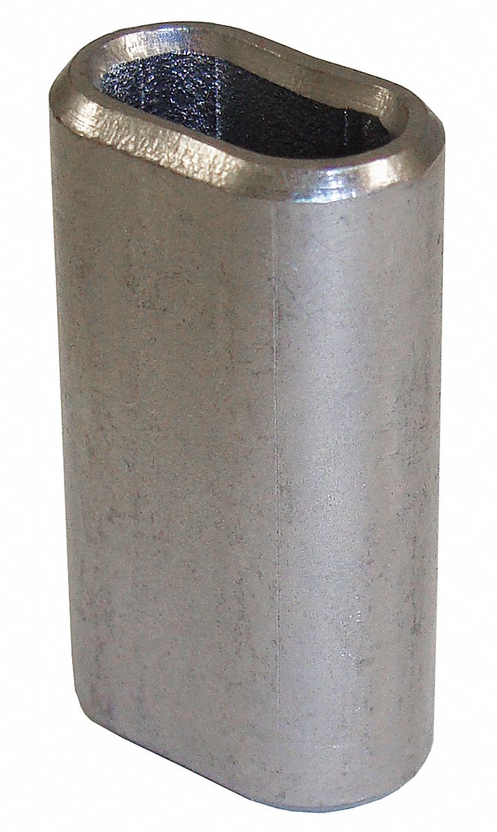 WIRE ROPE OVAL SLEEVE, 1/16 IN COMPATIBLE ROPE DIAMETER, STAINLESS STEEL, FOR LIFTING