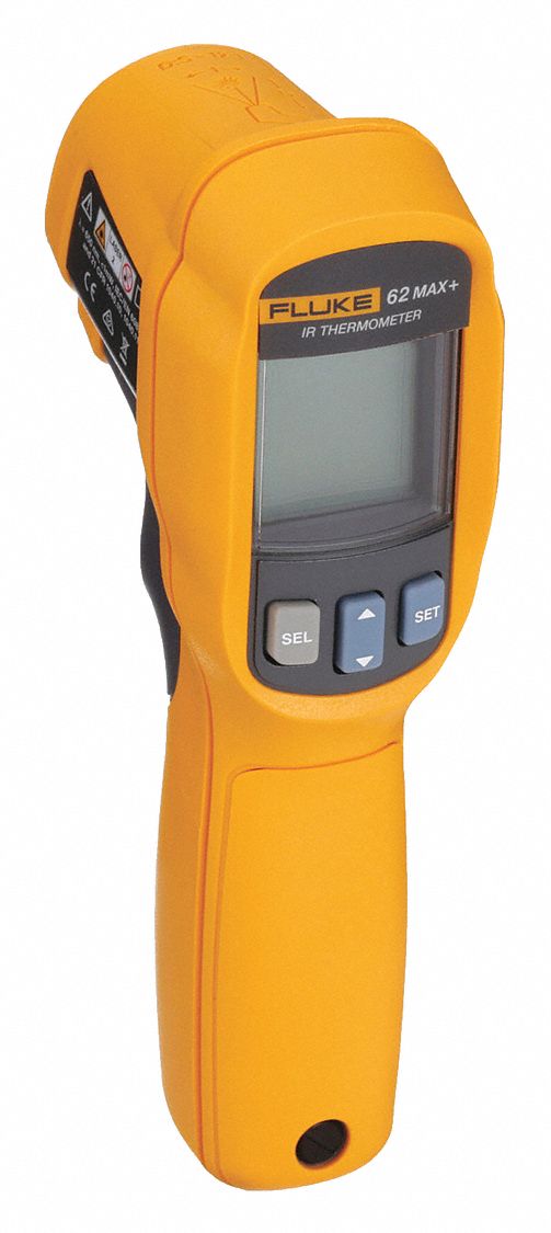 FLUKE Infrared Thermometer: -20° to 1202°, 1 in @ 12 in Focus, Adj 0.10 to  1.00, Dual