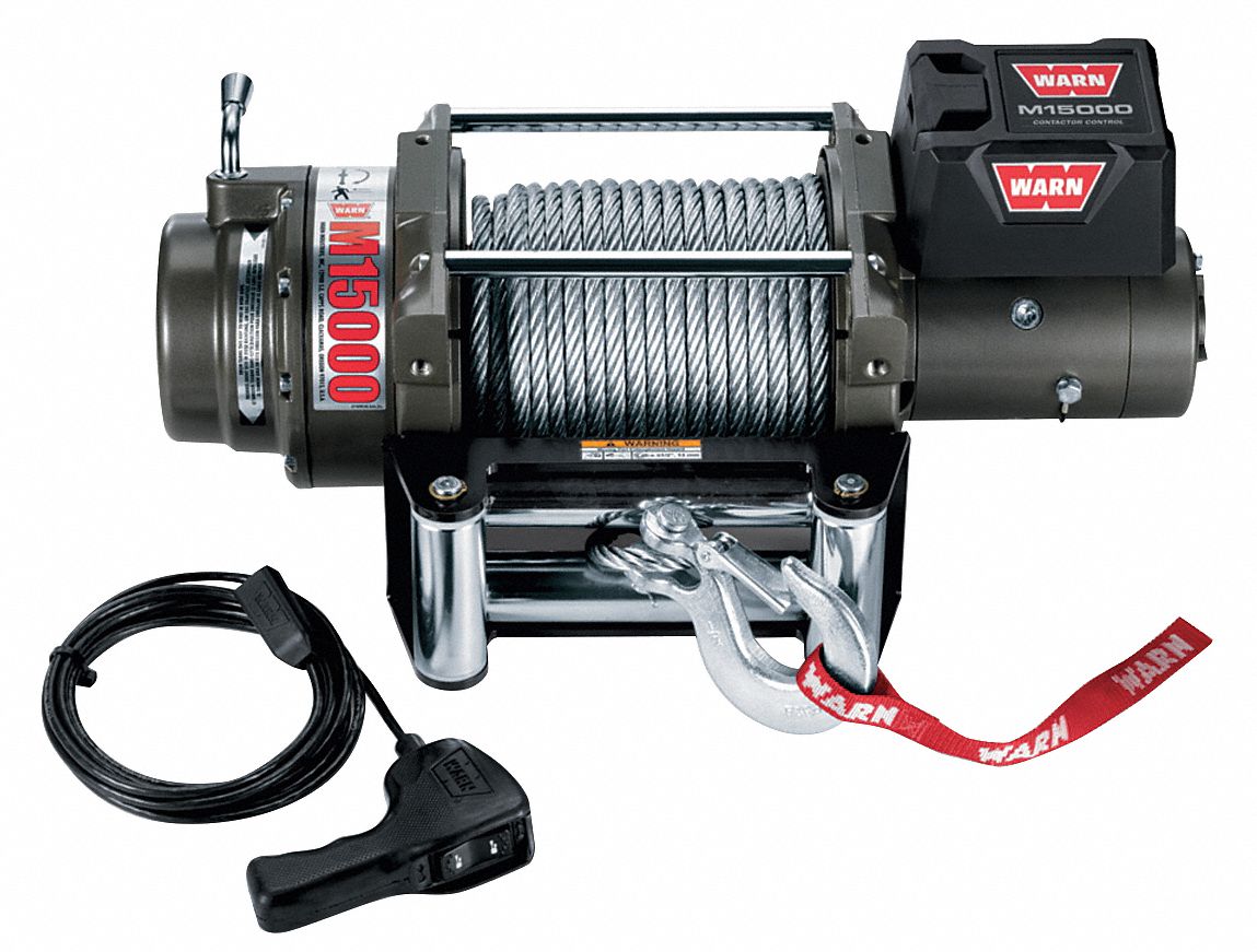 WARN 12V DC Pulling Electric Winch with 2.4 fpm and 15,000 lb 1st Layer