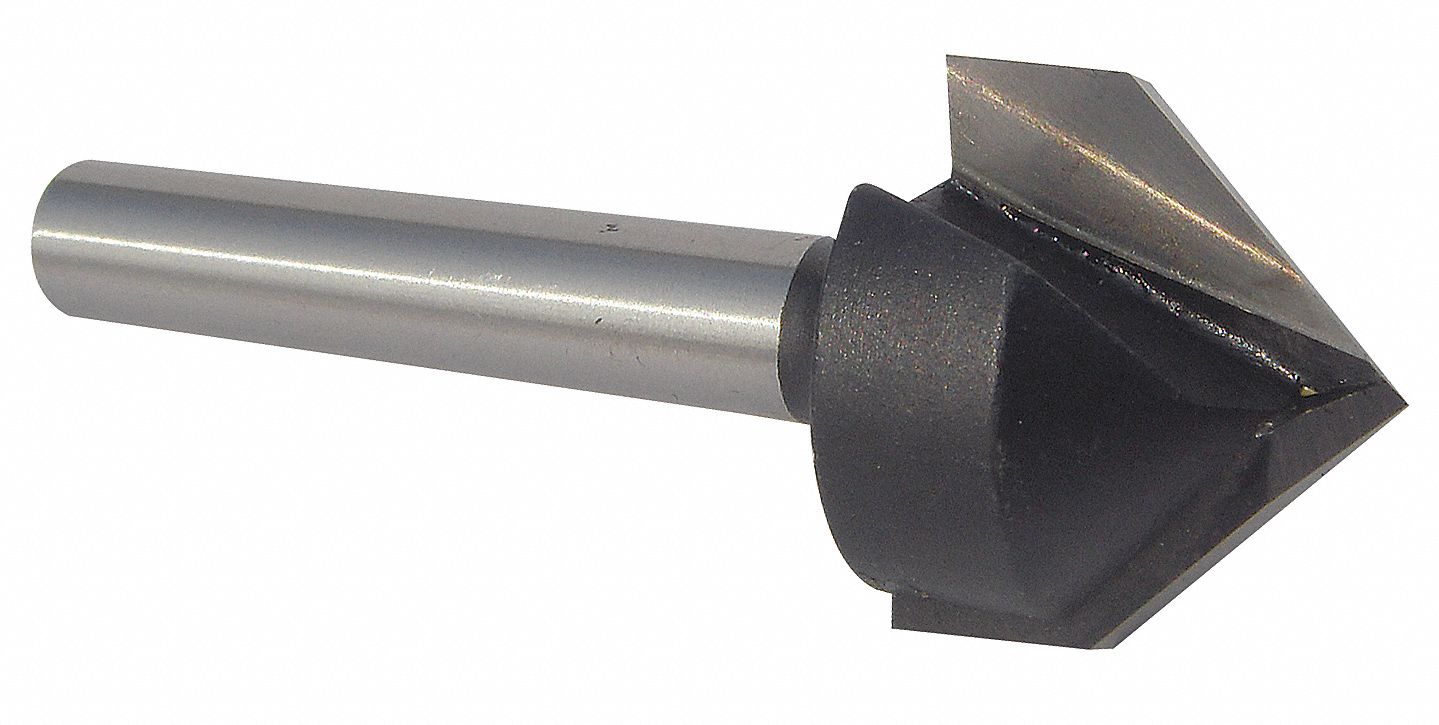 WESTWARD VGroove Cut Profile Router Bit, Carbide Tipped, 1/2 in Cutter Dia. 16Y58016Y580