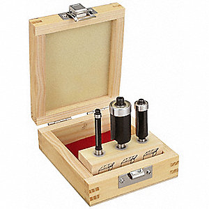 ROUTER BIT SET, CARBIDE TIP, 3 BITS, ¼ IN, ½ IN, ¾ IN, ROUGHING/FINISHING
