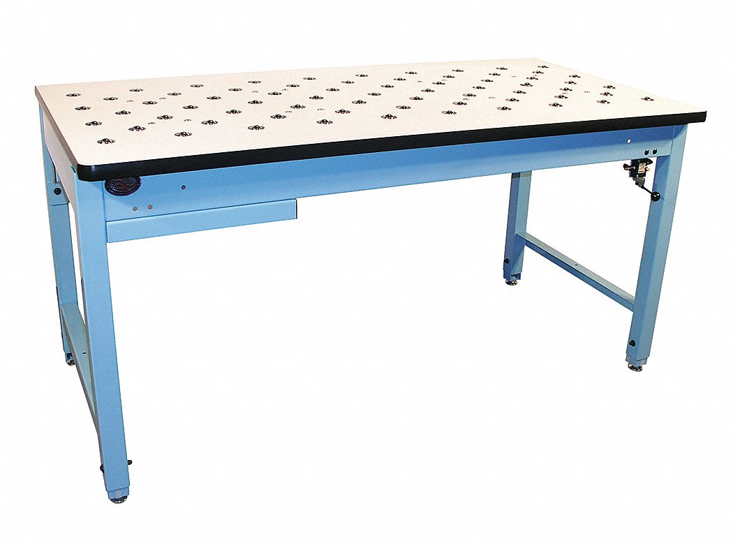 Workbench: Adj Ht, Laminate, 60 in x 30 in, 800 lb Overall Load Capacity, Blue