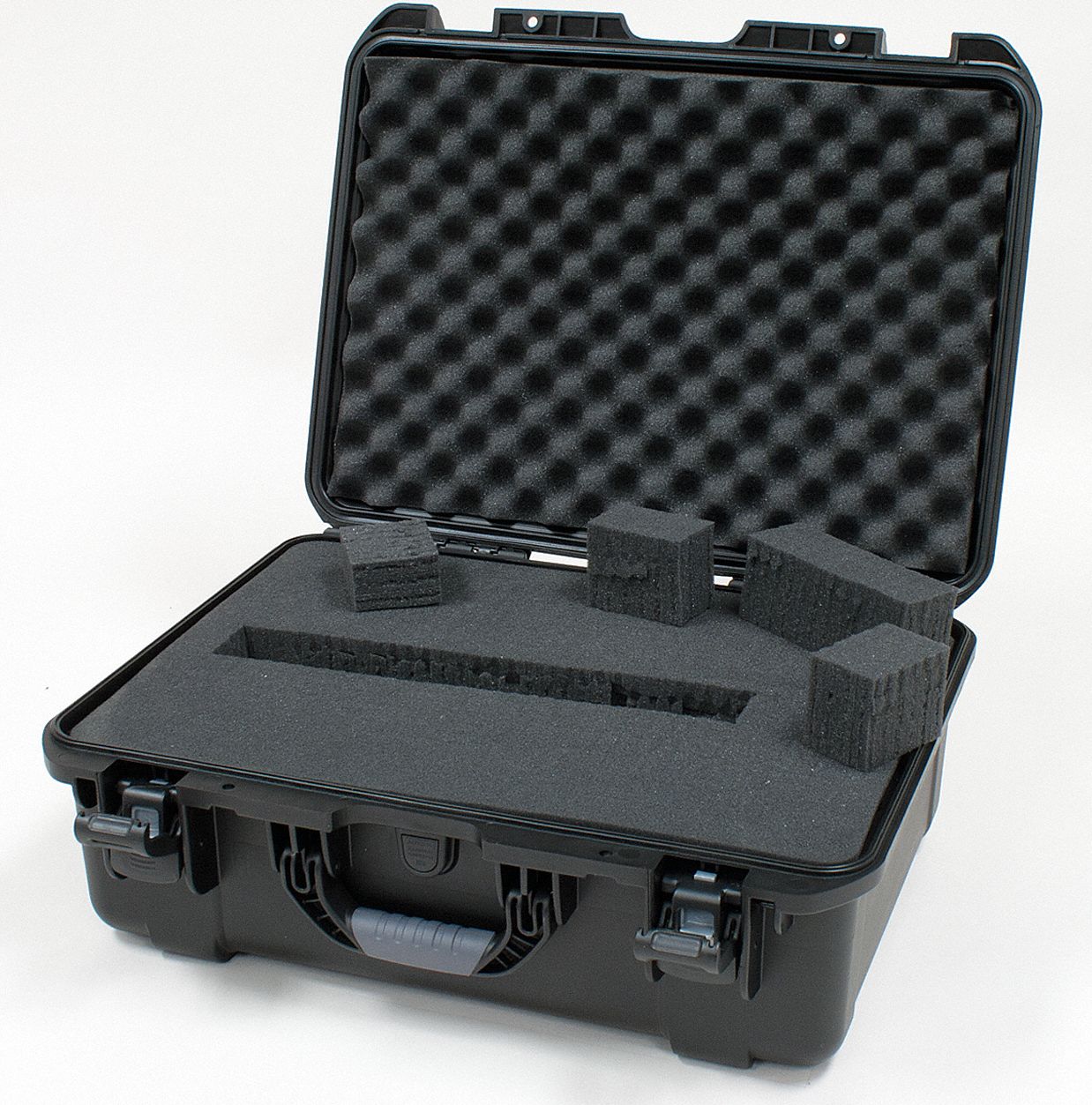 PROTECTIVE CASE, 14 IN X 20 IN X 8 IN INSIDE, PICK AND PLUCK, BLACK, STATIONARY, 8 LB W