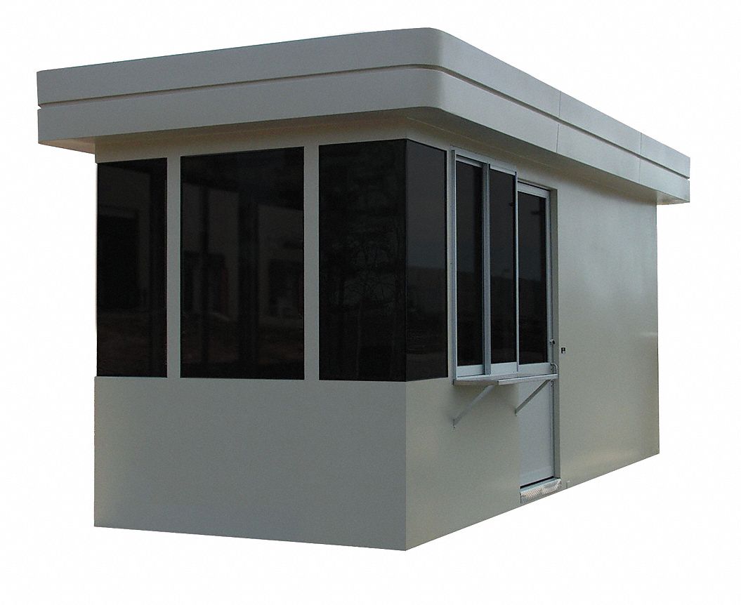 Guard Building with Restroom: 19 ft x 7 ft x 9 ft, Does Not Include A/C Unit, 5 Windows