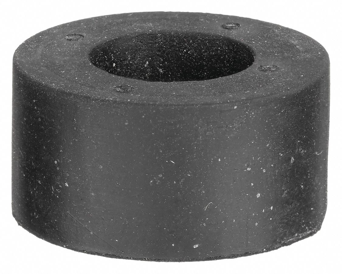 Bumper Door Stop: Door - Mounted, 1 in Wd, 1/2 in Overall Ht, Black