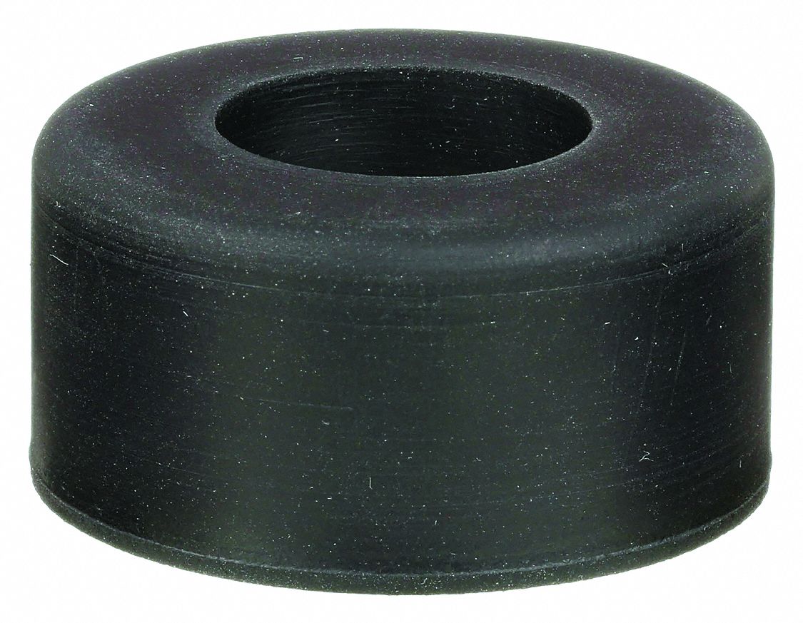 Bumper Door Stop: Door - Mounted, 1 in Wd, 1/2 in Overall Ht, Black