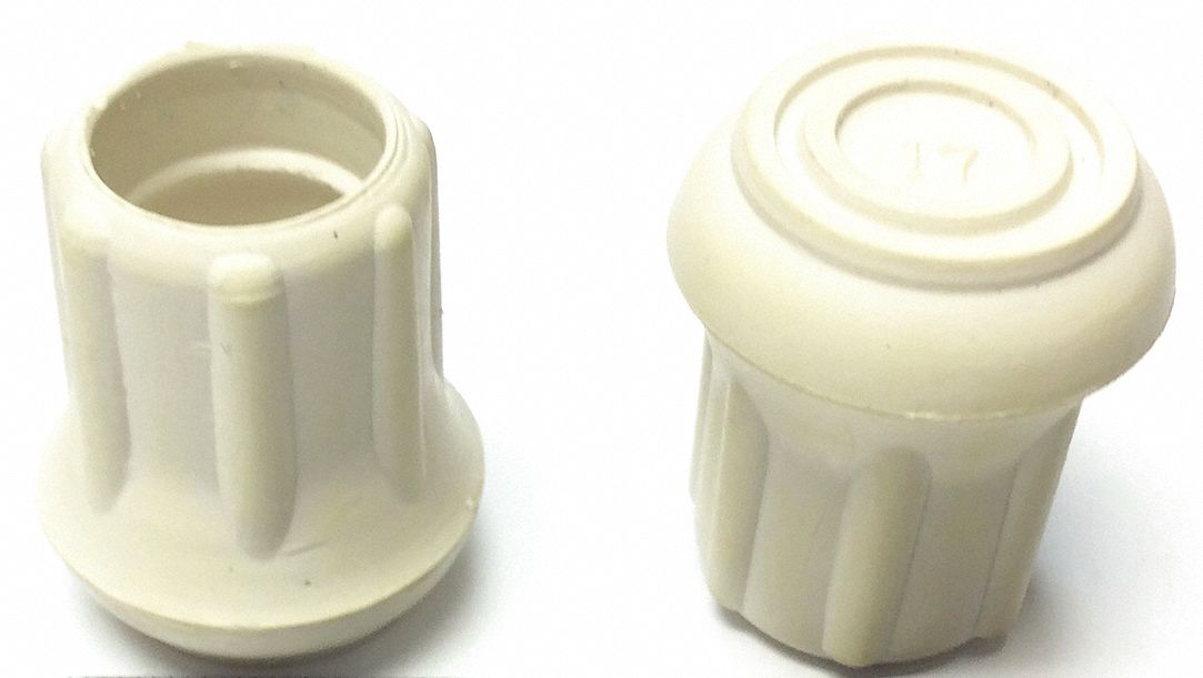 GRAINGER APPROVED Round SlipOn Furniture Protective Leg Tips, White