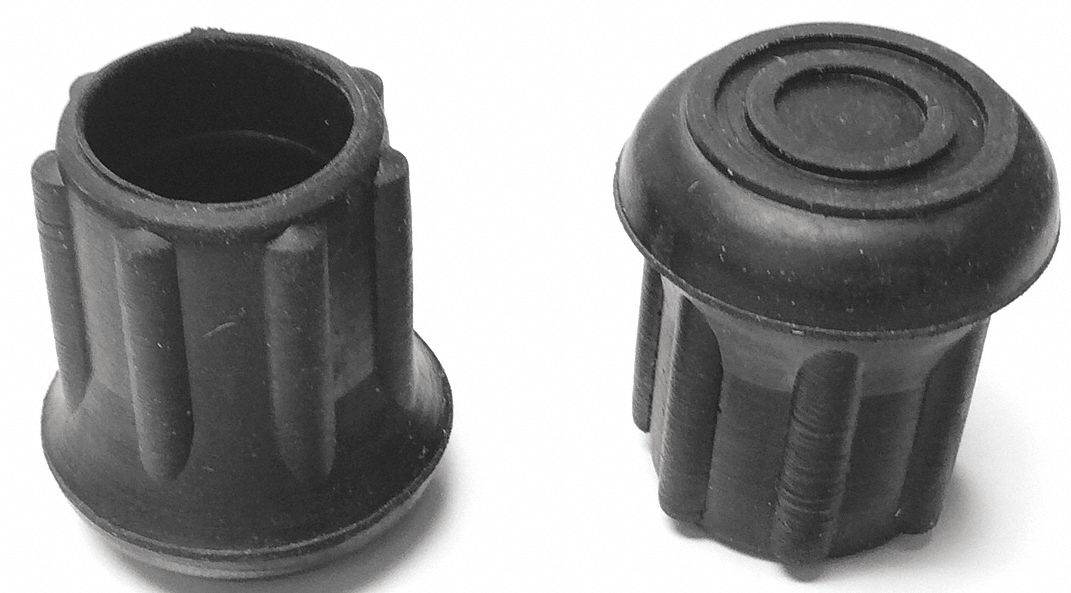 GRAINGER APPROVED Round SlipOn Furniture Protective Leg Tips, Black