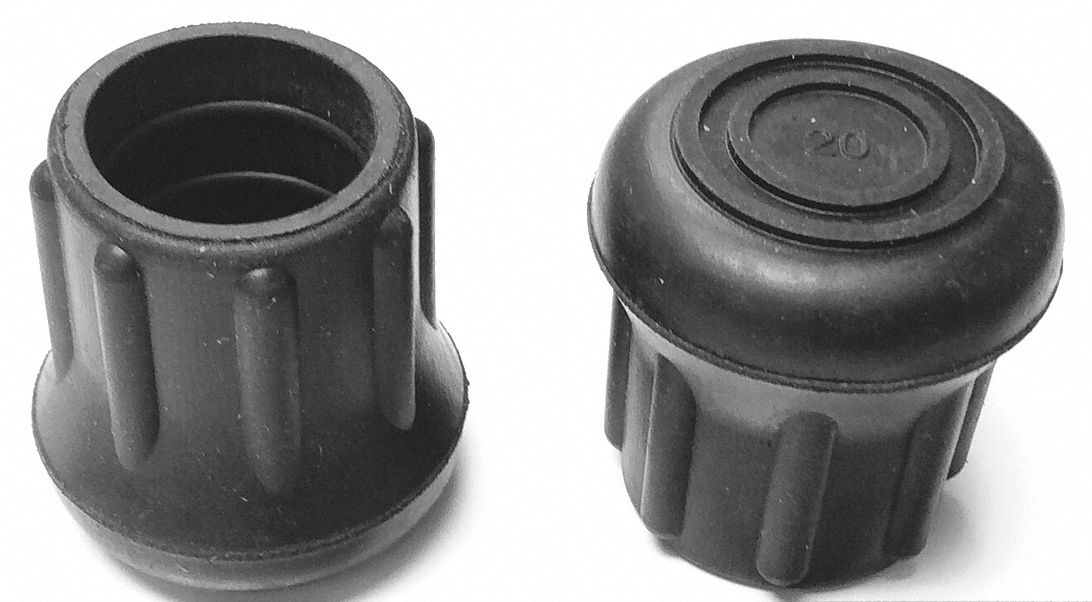 GRAINGER APPROVED Round SlipOn Furniture Protective Leg Tips, Black