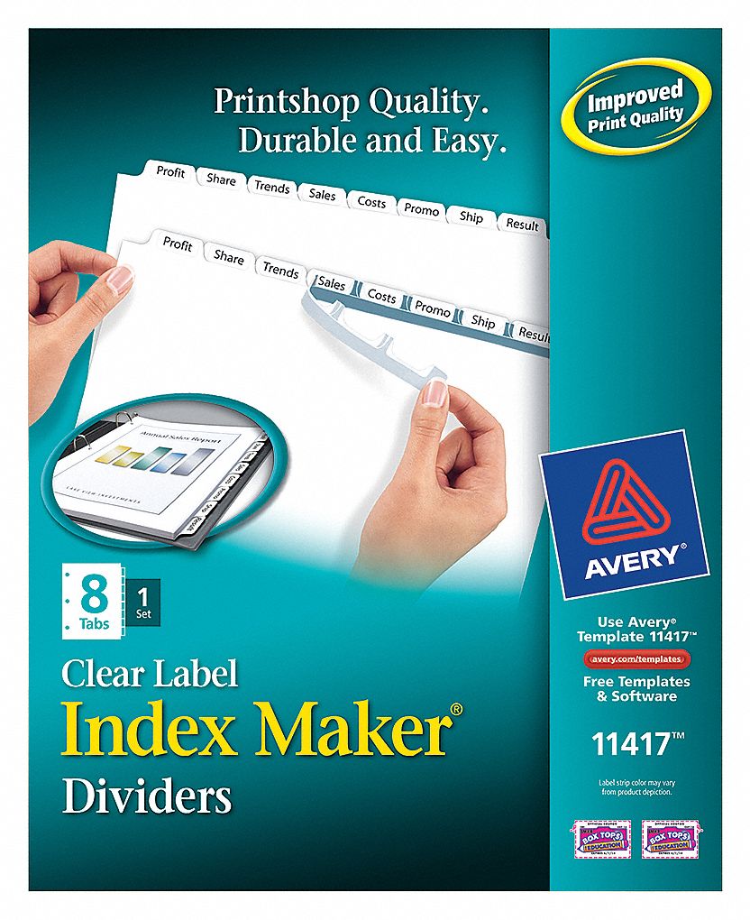 INDEX TAB SET,PRINT-ON,8 TABS,WHITE