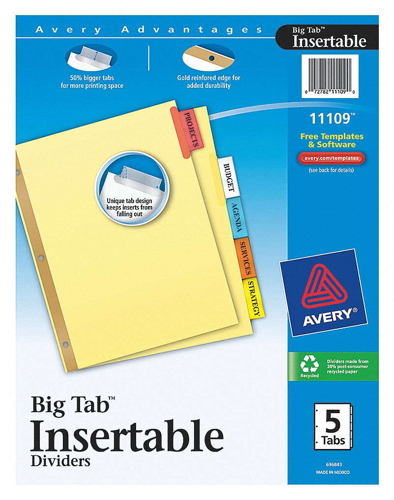 INDEX TAB SET,INSERTABLE,5 TABS,COL