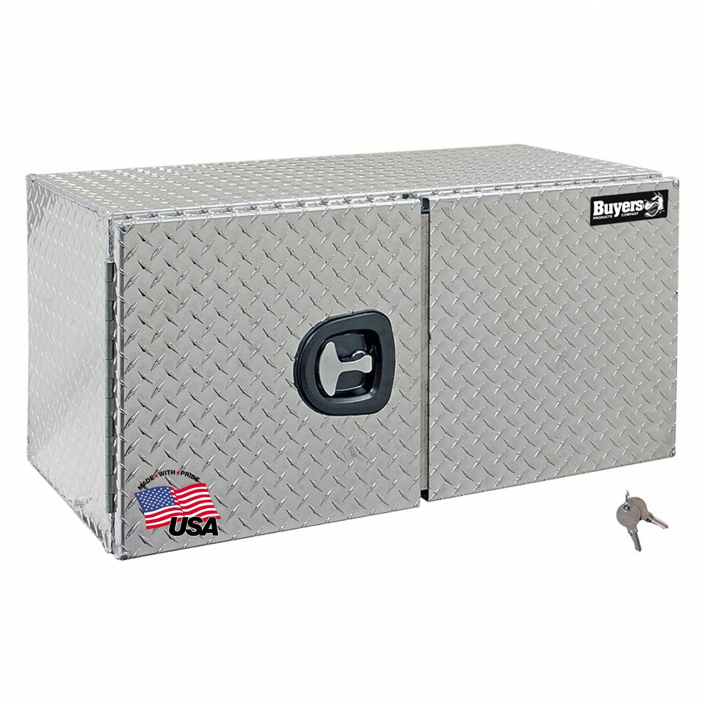 Underbody: Underbody Truck Box, Double Barn Doors Door, 24 in Overall Dp, Silver