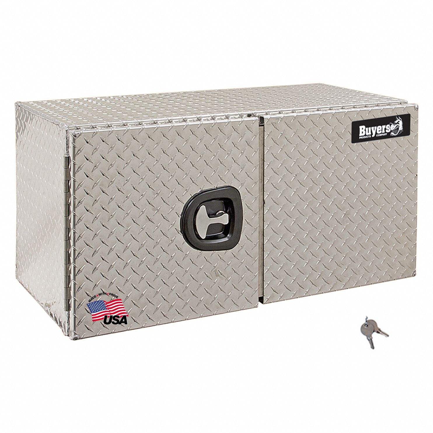 Underbody: Underbody Truck Box, Double Barn Doors Door, 18 in Overall Dp, Silver