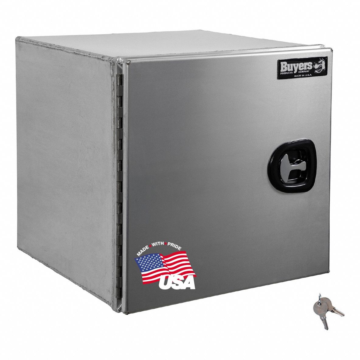 Underbody: Underbody Truck Box, Single Barn Door Door, 18 in Overall Dp, Silver