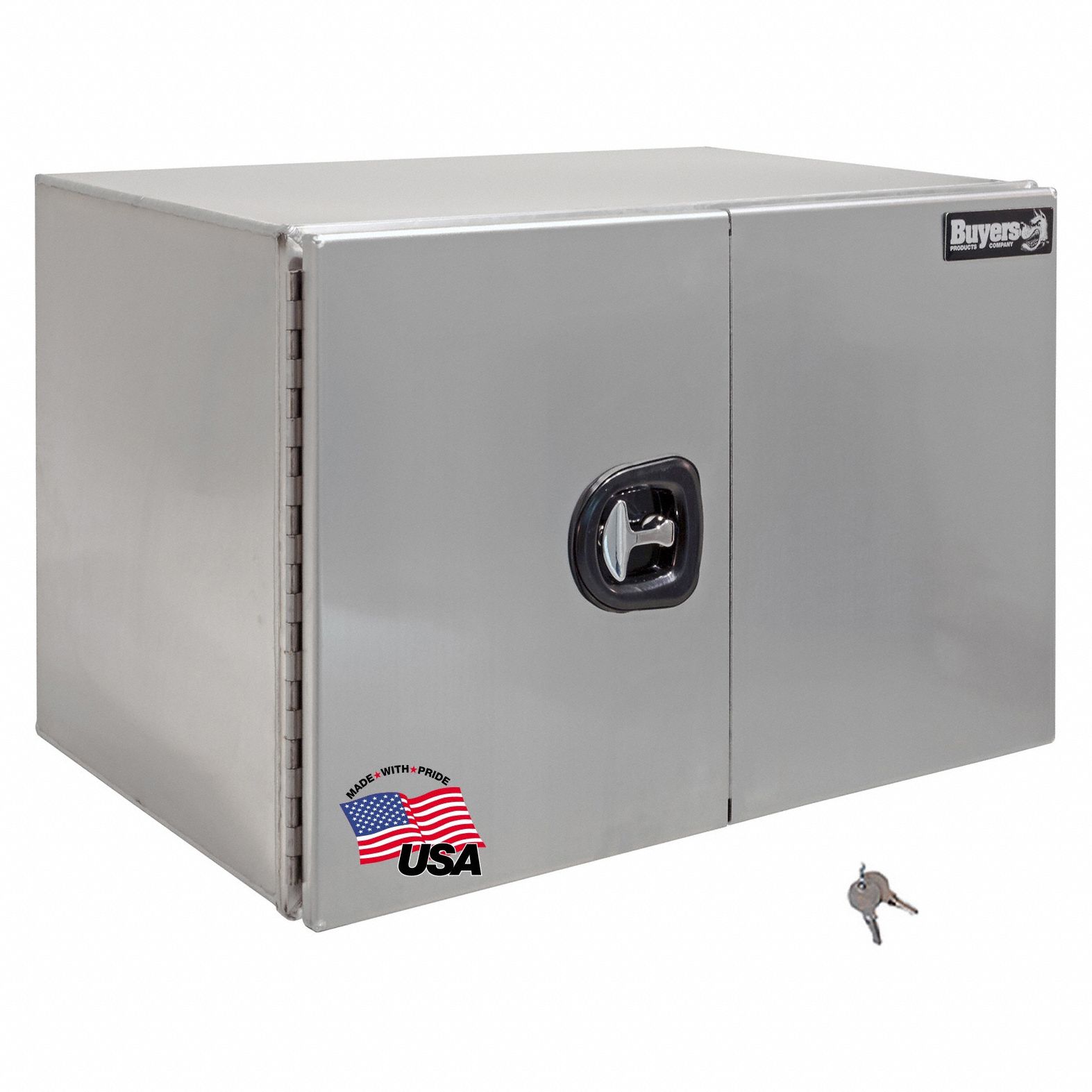 Underbody: Underbody Truck Box, Double Barn Doors Door, 24 in Overall Dp, Silver