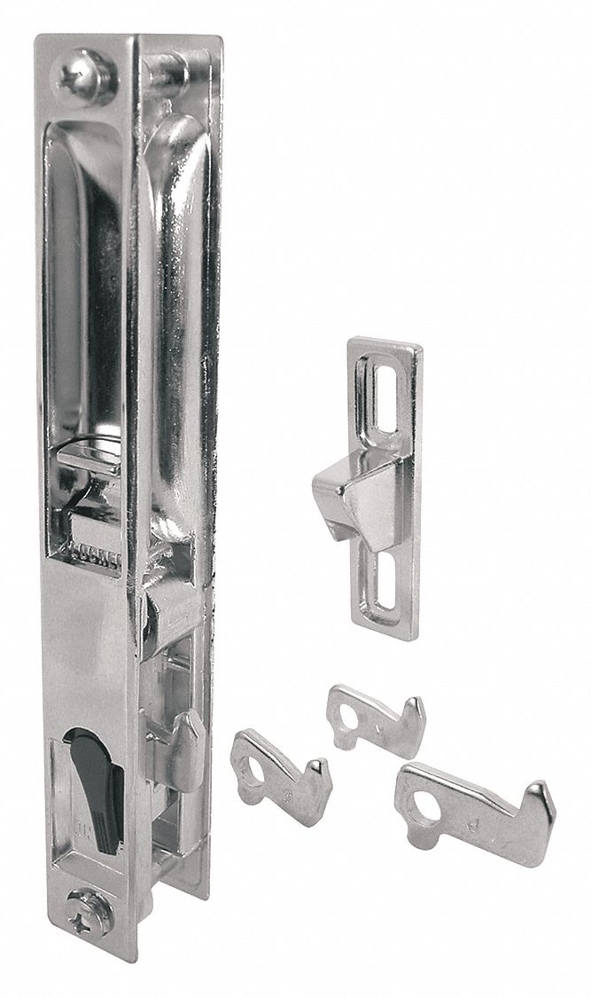 Sliding Door Lock: 1 1/8 in Lg, 7/8 in Wd, 7 1/4 in Ht
