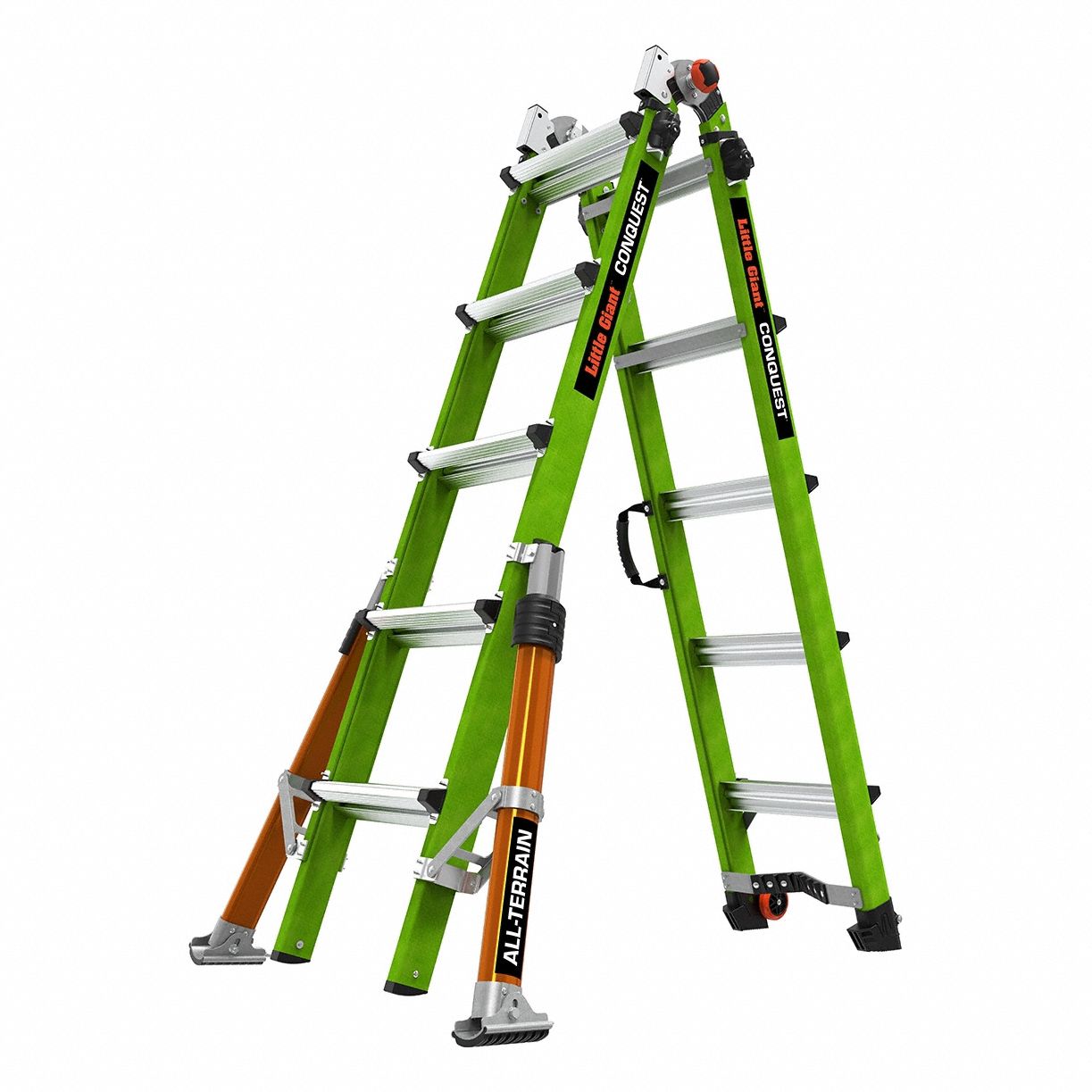 Combination Ladder: 5 Configurations, Fiberglass, 300 lb Load Capacity, 51 lb Wt