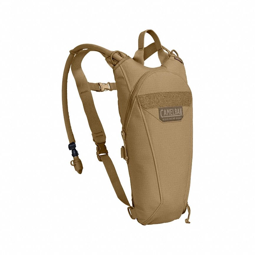 Hydration Pack: Brown, 3 L Fluid Capacity, 18 7/8 in Overall Lg, 9 1/2 in Overall Wd