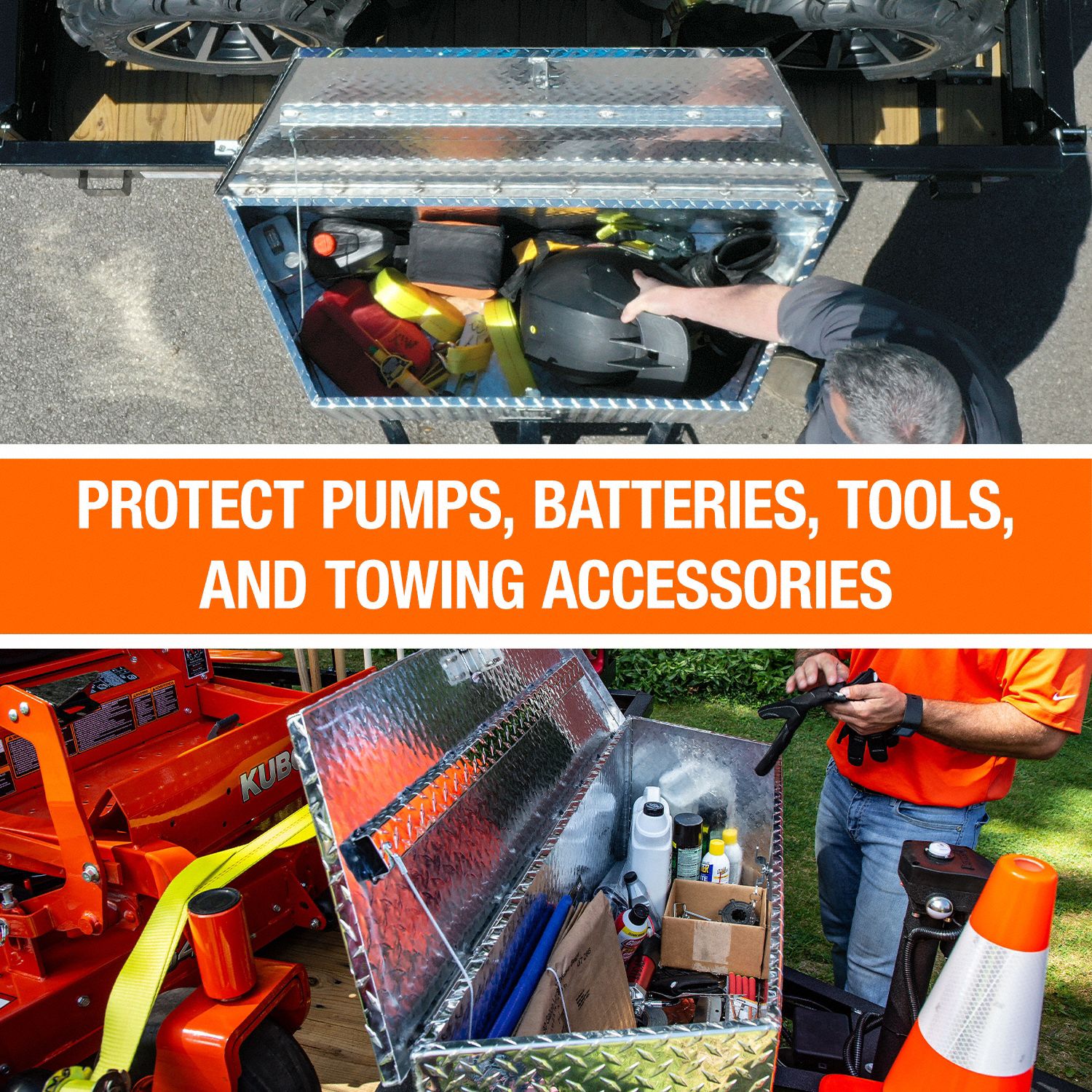 Trailer Tongue Box: Aluminum, Gloss Black, 15 1/4 in Overall Dp, Trailer Tongue Box