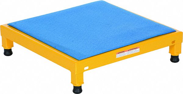 STEP STOOL, YELLOW, 7 IN H, STEEL, POWDER COATED FINISH, ADJUSTABLE, 24 IN X 24 IN, 5 TO 8 IN H