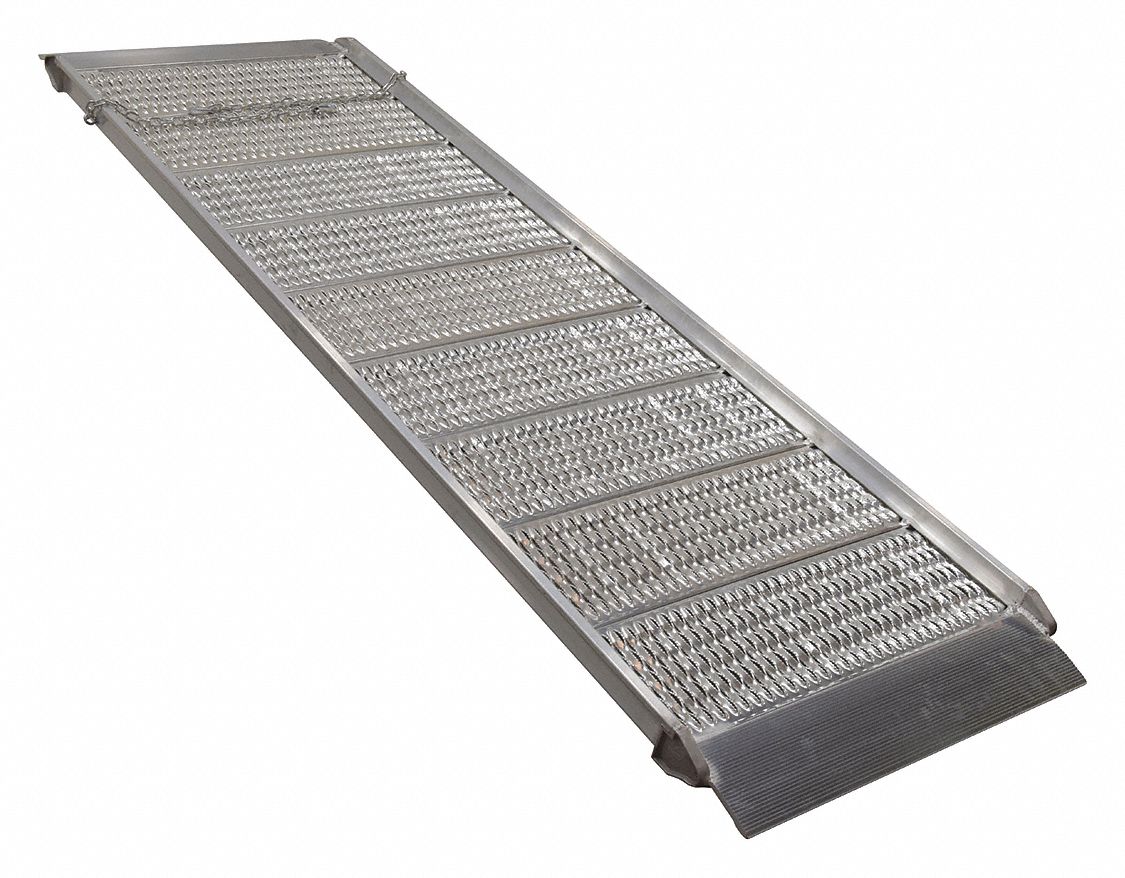 VESTIL GRIP-STRUT WALK RAMP, 38 IN W X 10 FT L, ALUMINUM, 1 1/2 IN SIDE ...