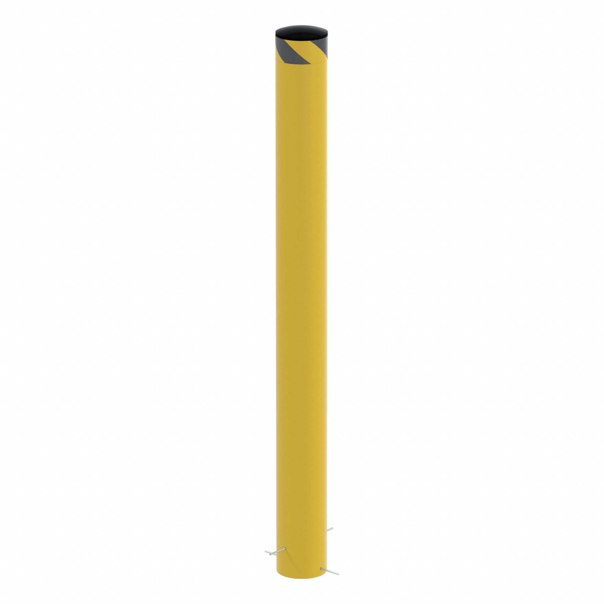 Bollard: Pour-in-Place, 62 1/2 in Install Ht, 6 5/8 in Dia, Carbon Steel, Yellow