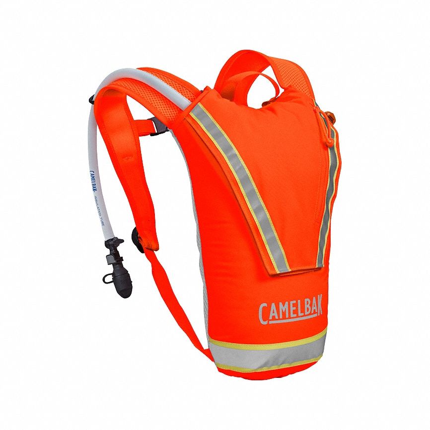 Hydration Pack: Orange, 2.5 L Fluid Capacity, 14 5/8 in Overall Lg, 9 in Overall Wd