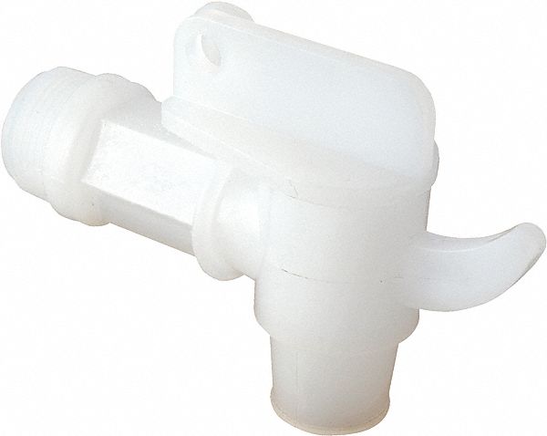 POLYETHYLENE MANUAL DRUM FAUCET, WHITE, CORROSION RESISTANT, FOR USE WITH DRUMS