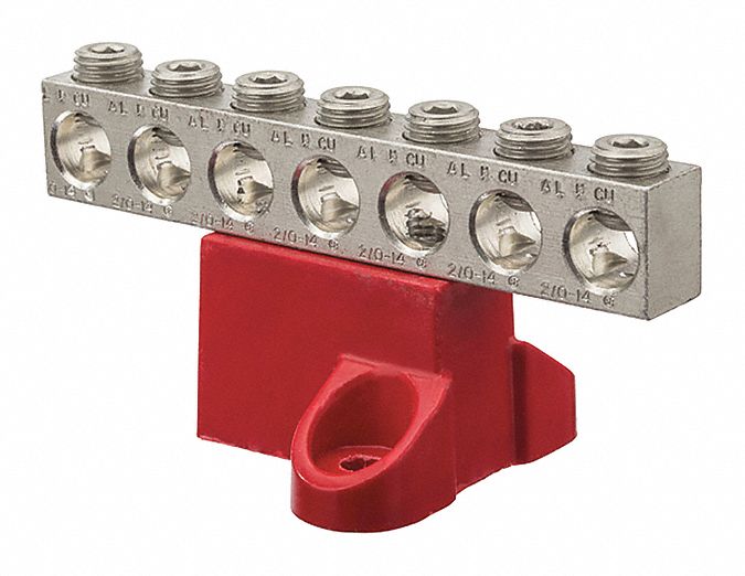 NSI INDUSTRIES Isolated Ground Bar 7 Terminals, 14 AWG AL/CU Min Wire