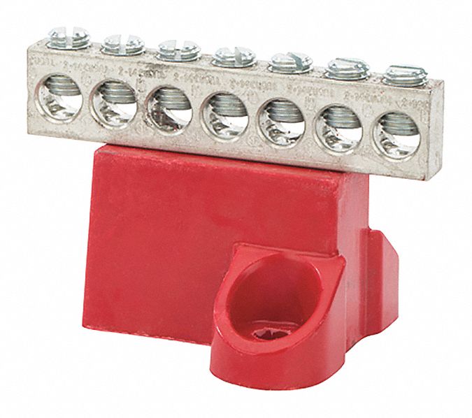 NSI INDUSTRIES Isolated Ground Bar 7 Terminals, 14 AWG AL/CU Min Wire