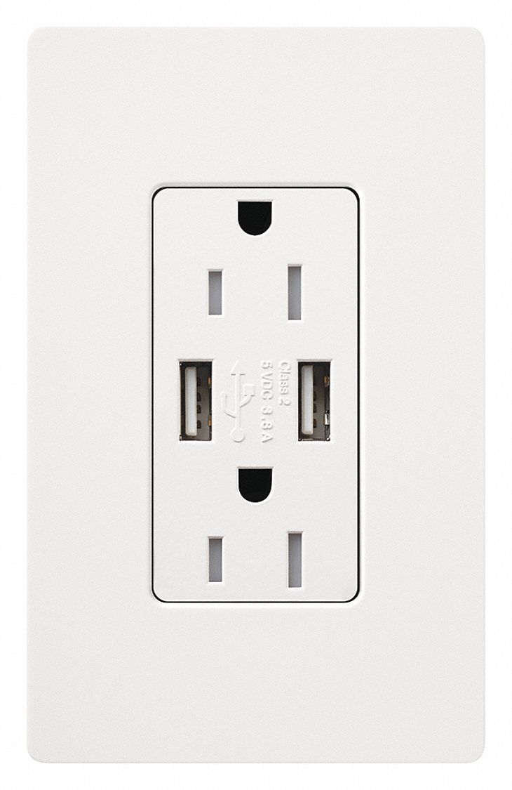 RECEPTACLES,USB,TAMPER RESISTANT,WHITE