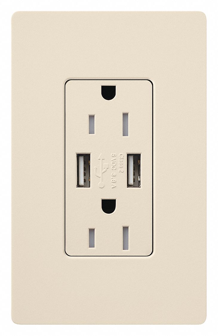 RECEPTACLES,USB,TAMPER RSNT,LT ALMOND