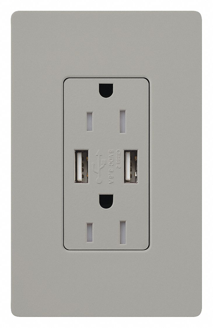 RECEPTACLES,USB,TAMPER RESISTANT,GRAY