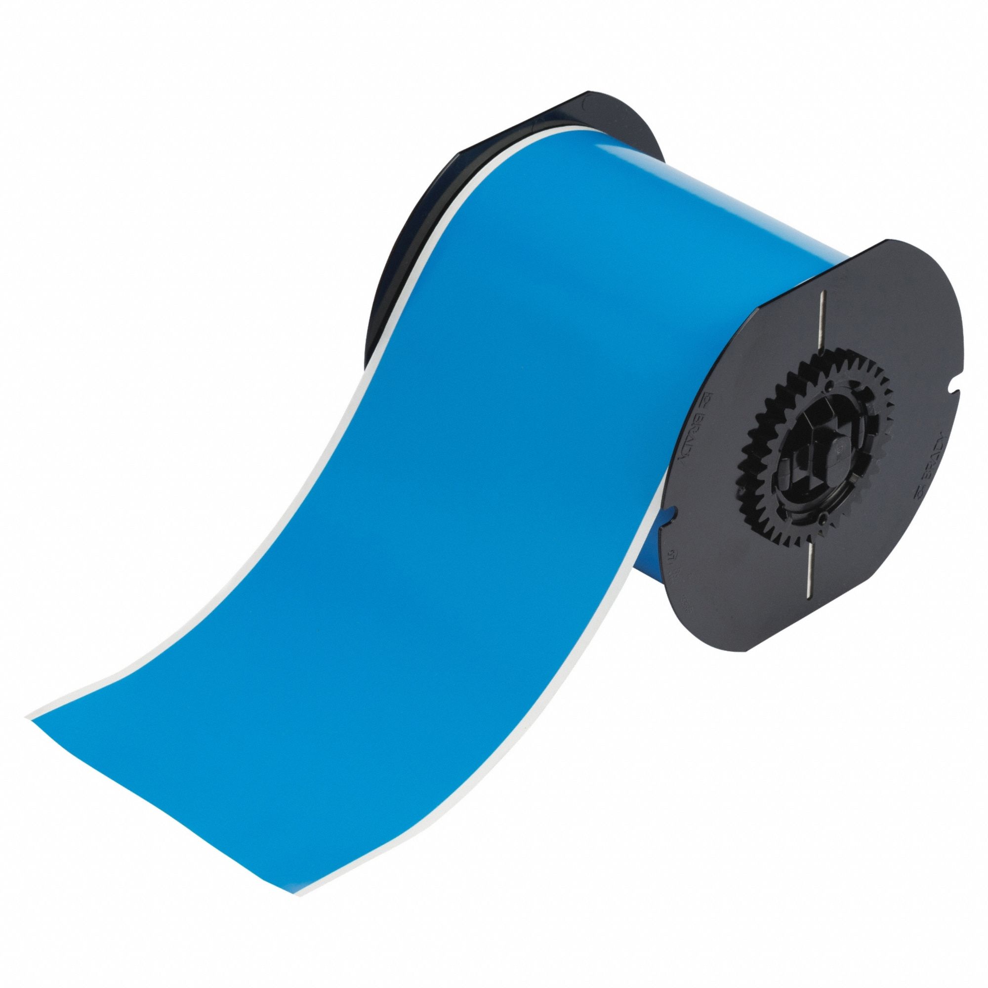 Continuous Label Stock: 4 in x 100 ft, Vinyl, Blue (Gloss), Outdoor