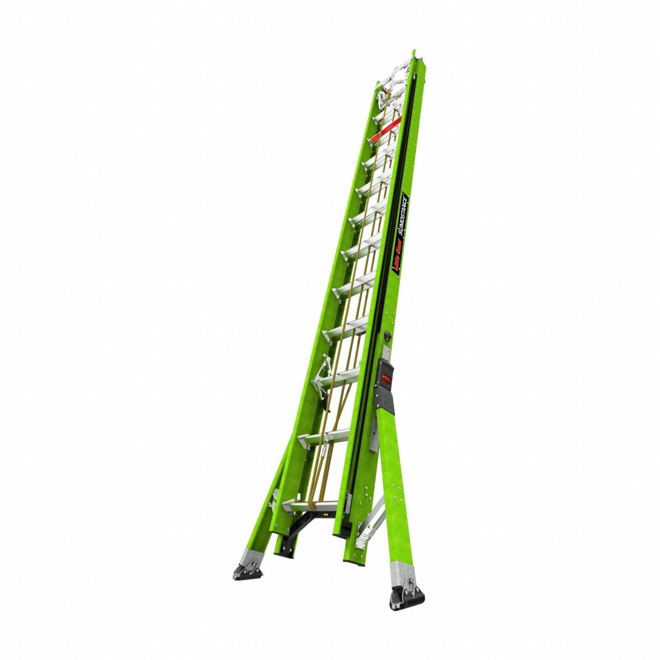 Extension Ladder: 24 ft Ladder Size, Fiberglass, 375 lb Load Capacity, 56 lb Wt