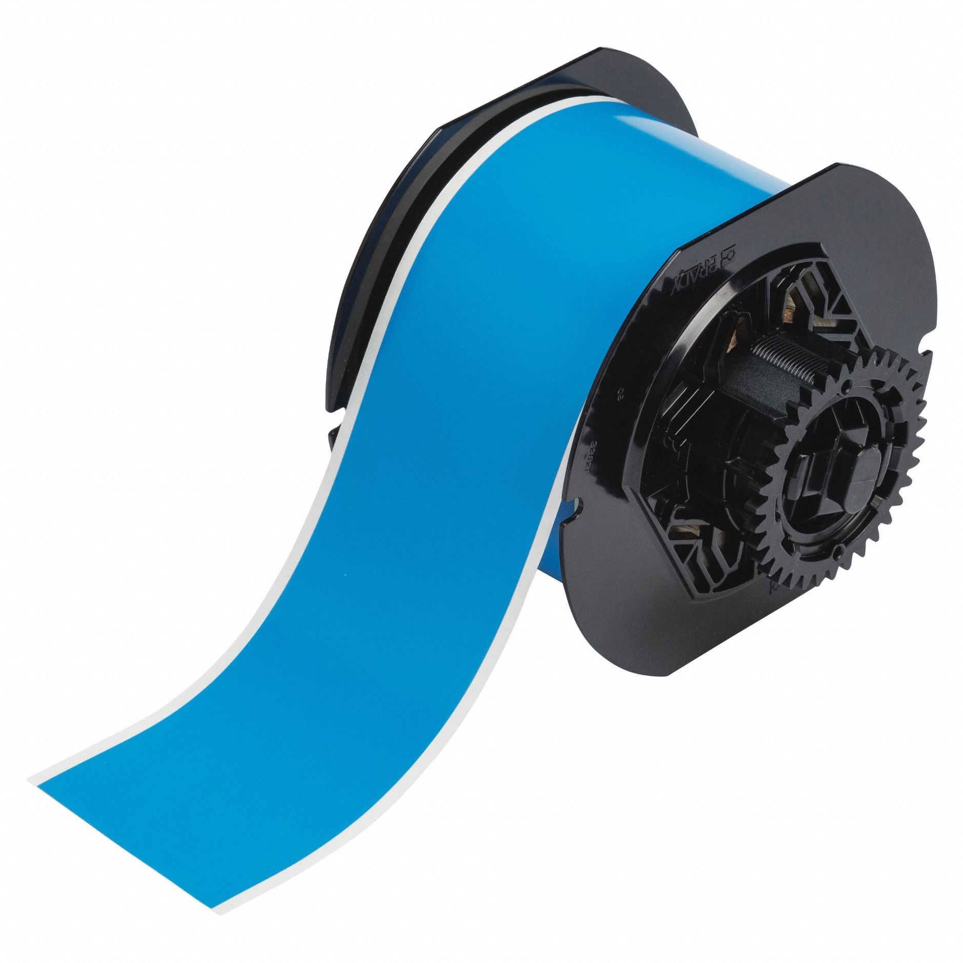 Continuous Label Stock: 2 1/4 in x 100 ft, Vinyl, Blue (Gloss), Outdoor