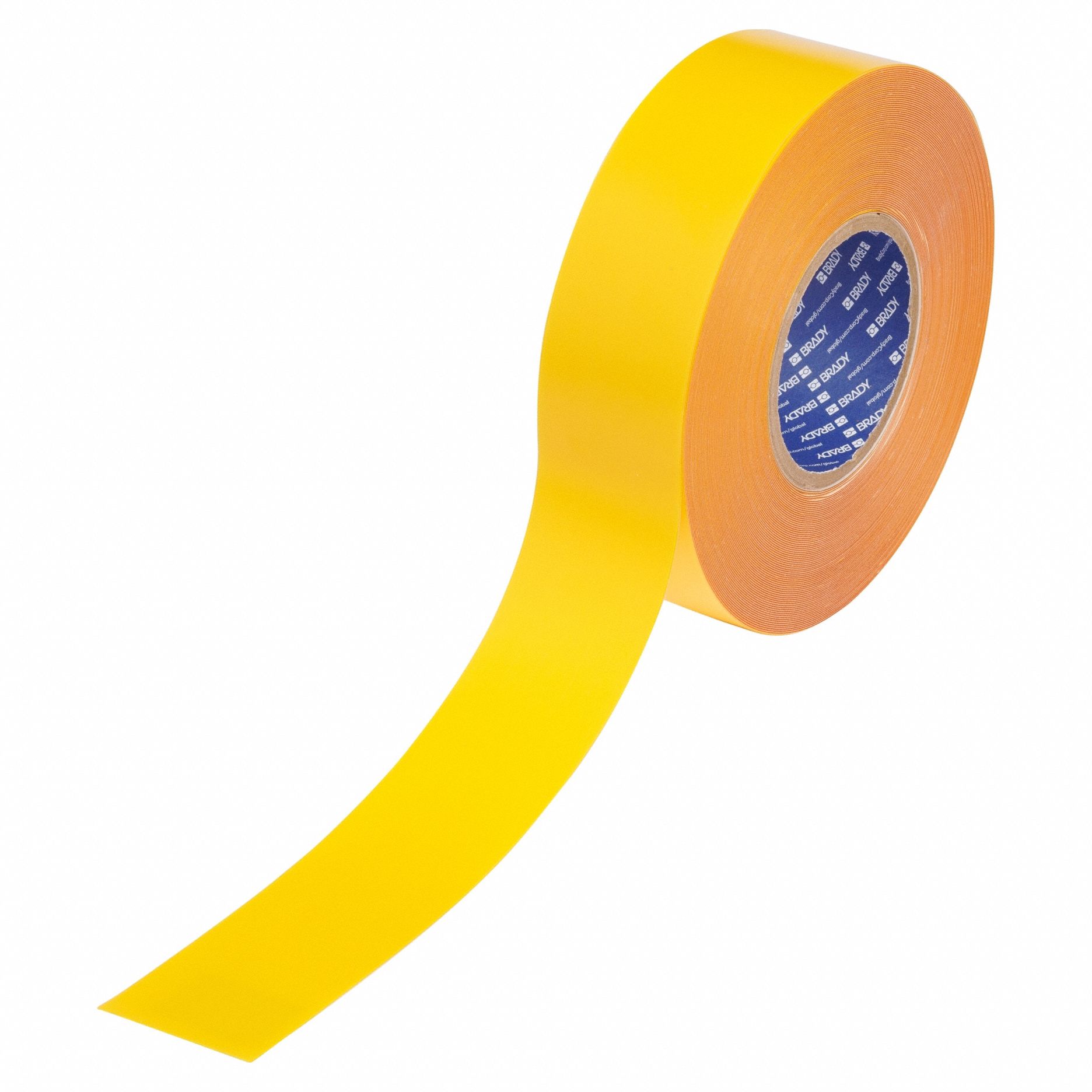 Floor Marking Tape: Solid, Yellow, 2 in x 100 ft, 22 mil Tape Thick, Brady® ToughStripe® Max