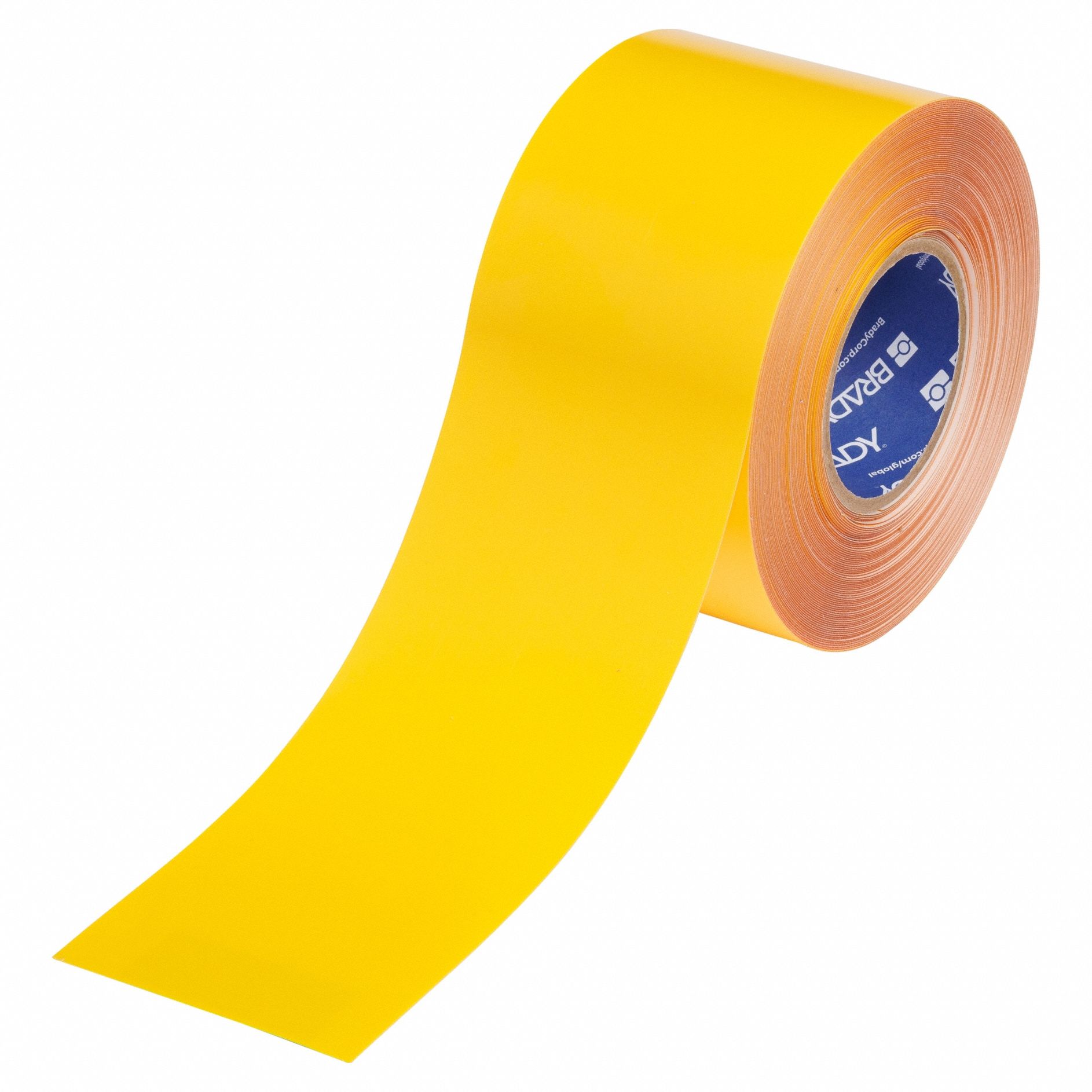 Floor Marking Tape: Solid, Yellow, 4 in x 100 ft, 22 mil Tape Thick, Brady® ToughStripe® Max