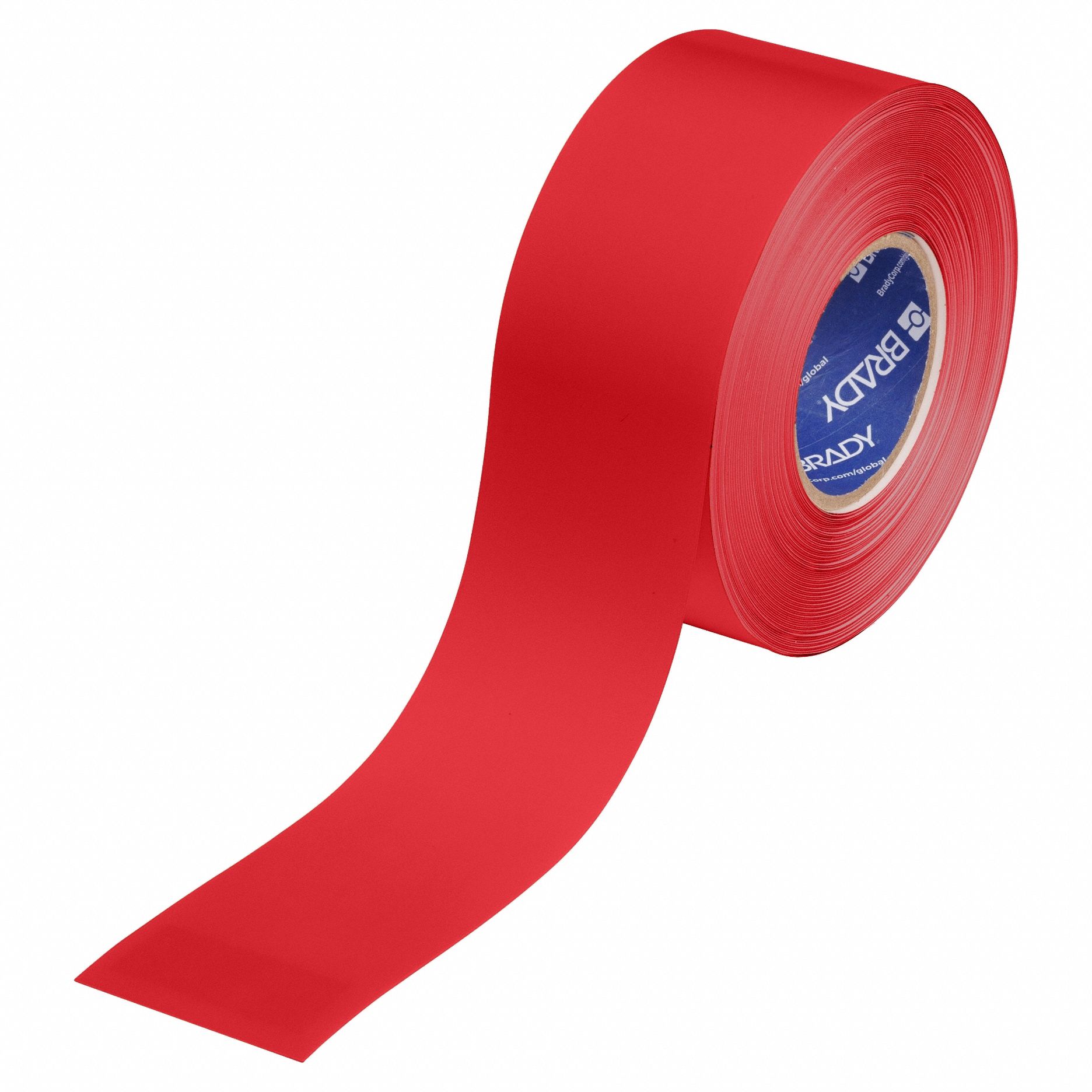 Floor Marking Tape: Solid, Red, 3 in x 100 ft, 22 mil Tape Thick, Brady® ToughStripe® Max